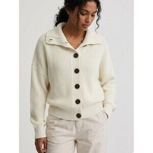 NWT Varley Elwood Jacket Knit Cardigan Egret Ivory Size L